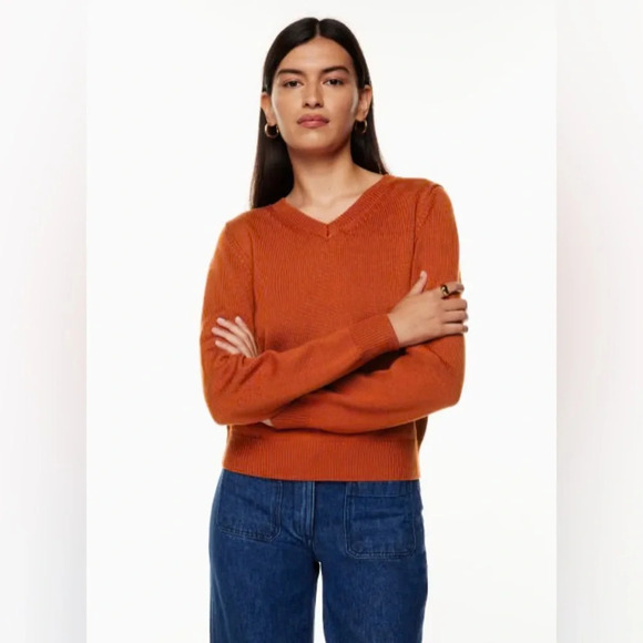 Aritzia Wilfred Palomino Sweater 100% Merino Wool Sz Rust - Picture 1 of 6
